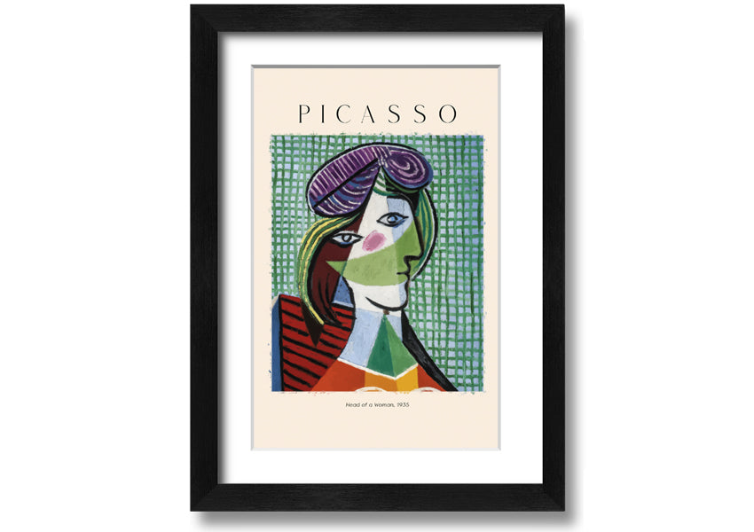 Head Of A Woman, 1935 by Picasso, printed on coated polyester canvas, mounted on a 44mm box frame, ready to hang.